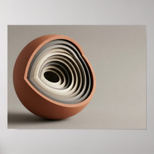 Gelaagde Gesneden Bol Geometrische Sculptuur Wands Poster