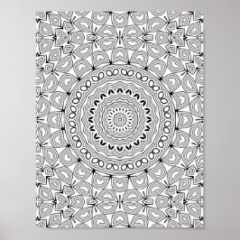 Gelaagde Heartburst Kleurplaat Patroon Kunstwerk Poster