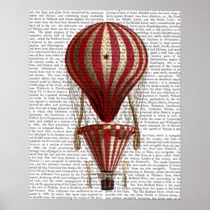 Gelaagde hot-luchtballon — Rood afdrukken Poster