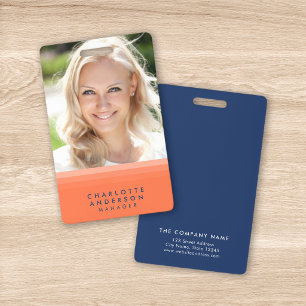 Gelaagde Oranje en Blauwe Foto Badge