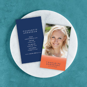 Gelaagde Oranje en blauwe sociale media Foto Visitekaartje