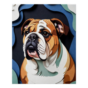 Gelaagde Papiergesneden Bulldog Kunst Perfect Poster