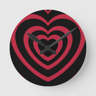 Gelaagde Red & Black Heart esthetiek Ronde Klok