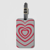 Gelaagde Red & Grey Heart Esthetisch Bagagelabel (Voorkant (verticaal))