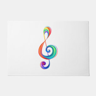 Gelaagde regenboog treble sleutel deurmat