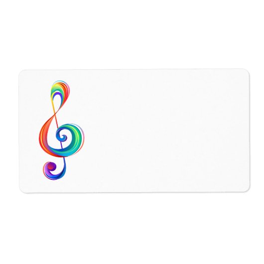 Gelaagde regenboog treble sleutel etiket (Voorkant)