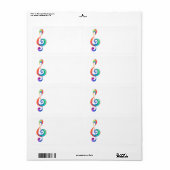 Gelaagde regenboog treble sleutel etiket (Full Sheet)