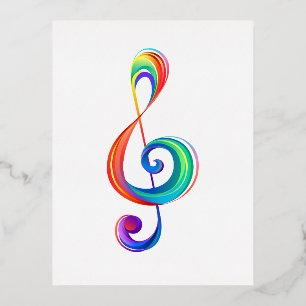 Gelaagde regenboog treble sleutel folie feestdagen briefkaart