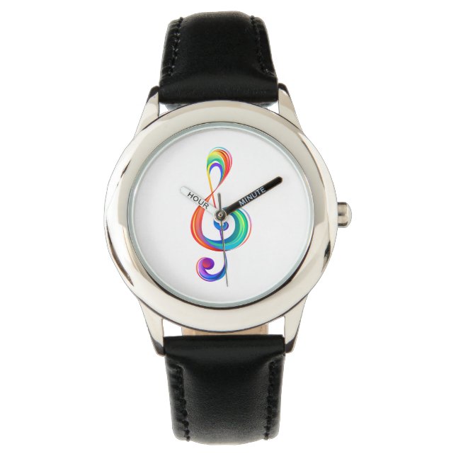 Gelaagde regenboog treble sleutel horloge (Voorkant)