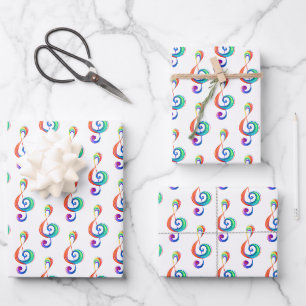 Gelaagde regenboog treble sleutel inpakpapier vel