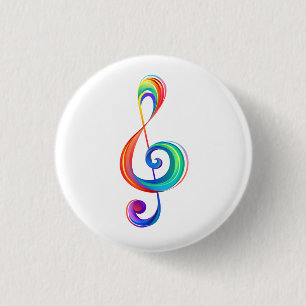 Gelaagde regenboog treble sleutel ronde button 3,2 cm