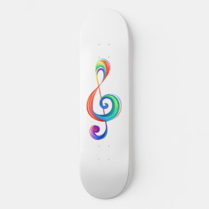 Gelaagde regenboog treble sleutel skateboard