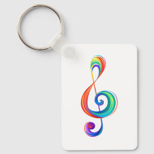 Gelaagde regenboog treble sleutel sleutelhanger