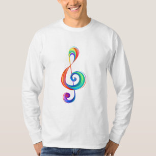 Gelaagde regenboog treble sleutel t-shirt