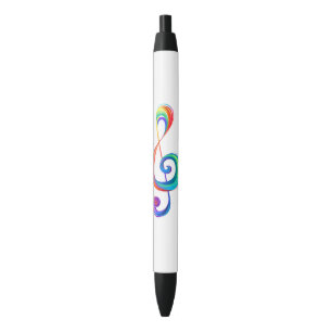 Gelaagde regenboog treble sleutel zwarte inkt pen