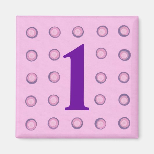 Gelaagde roze en Paarse polka stippen leeftijd 1 m Magneet (Voorkant)