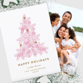 Gelaagde roze kerstboom feestdagenkaart
