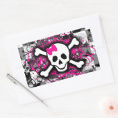 Gelaagde schedel met warmroze platter rechthoekige sticker (Envelop)