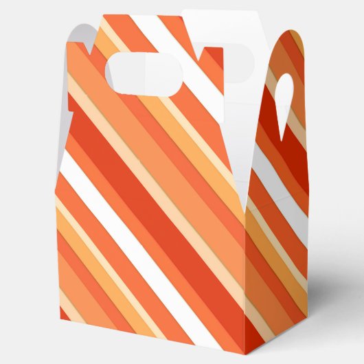 Gelaagde snoepjes strepen - oranje en wit bedankdoosjes (Geopend)