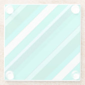 Gelaagde snoepjes strepen - turkooizen en wit glazen onderzetter (Achterkant)