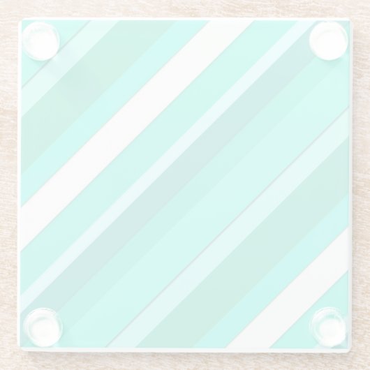 Gelaagde snoepjes strepen - turkooizen en wit glazen onderzetter (Achterkant)