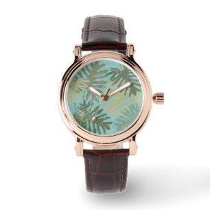 Gelaagde tropische bladeren horloge