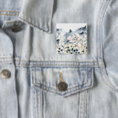 Gelaagde tuinen - Waterverf bloemen Vierkante Button 5,1 Cm (In situ)