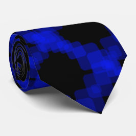 Gelaagde Ware Blauwe Vierkanten Op Zwarte Patroon Stropdas