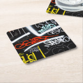 gelabeld vierkante kartonnen onderzetter (Schuin)