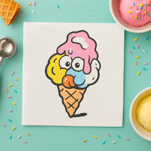 Gelato met een gelukkig gezicht servet