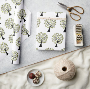 Geld Bomen op Wit Cadeaupapier