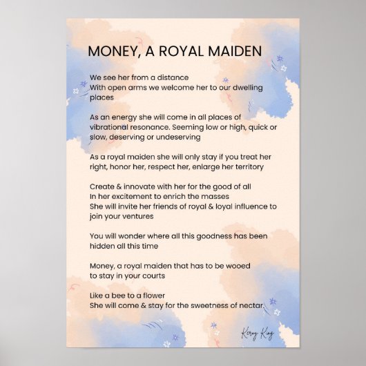 Geld, een Inspirerend gedicht van Royal Maiden Poster (Voorkant)