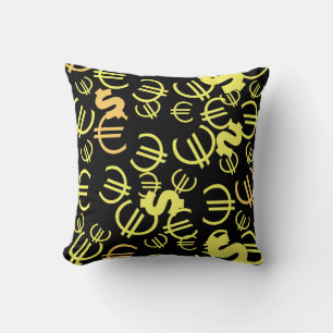 Geld Euro Dollar Patroon Worp Kussen Cushion