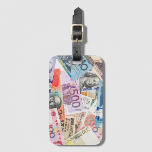 Geld Gemengde valuta World Currency Design Bagagelabel (Voorkant (verticaal))