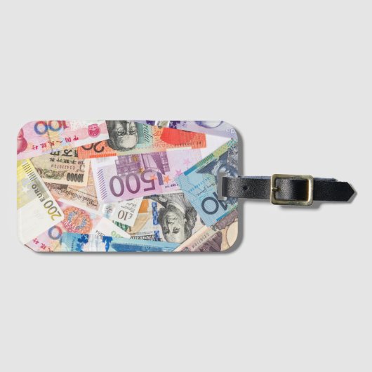 Geld Gemengde valuta World Currency Design Bagagelabel (Voorkant (horizontaal))