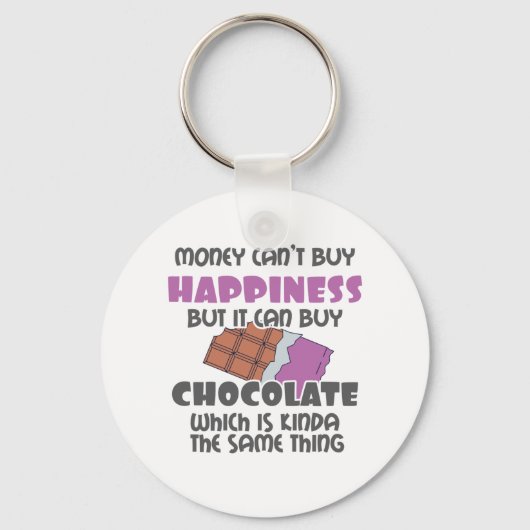 Geld kan geen geluk kopen maar wel chocolade kopen sleutelhanger (Voorkant)