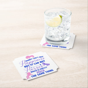 Geld kan kopen Paarden Paarse Roze Kartonnen Onderzetters