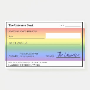 Geld Manifestatie Regenboog Blanco Check Post-it® Notes