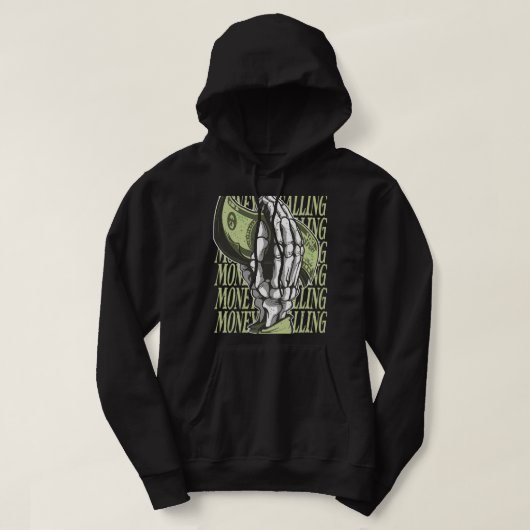 Geld noemt Dollar teken Skeleton Hand Business Hoodie (Design voorkant)