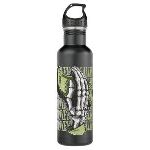 Geld noemt Dollar teken Skeleton Hand Business Waterfles