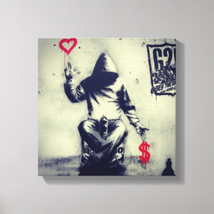 Geld of liefde graffiti canvas afdruk