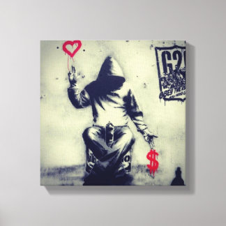Geld of liefde Graffiti Canvas Afdruk