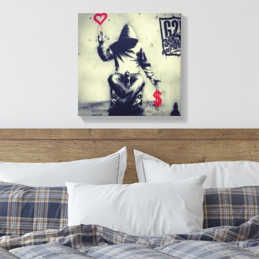 Geld of liefde Graffiti Canvas Afdruk (Insitu (Slaapkamer))