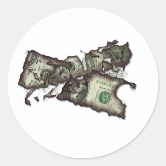 Geld om te verbranden ronde sticker (Voorkant)