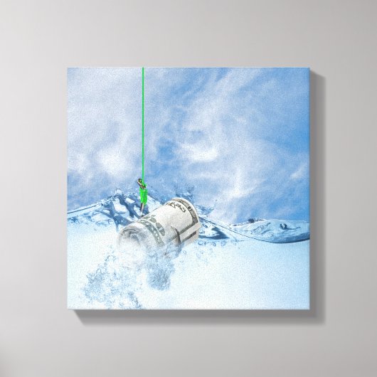 geld op vishaak canvas afdruk (Voorkant)