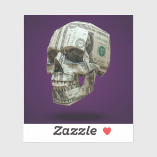 Geld Origami Menselijke Schedel Sticker