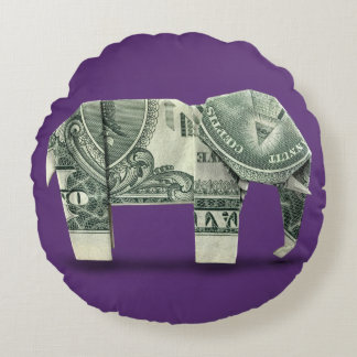 Geld Origami Olifant Rond Kussen