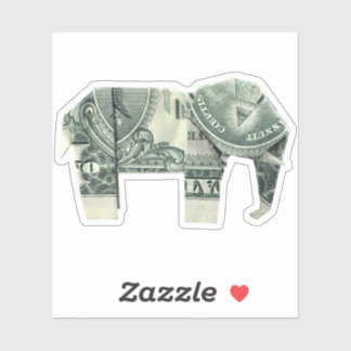 Geld Origami Olifant Sticker