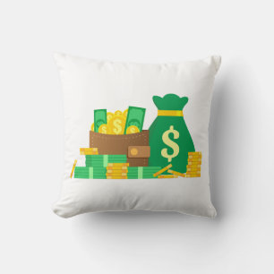 Geld 🤑 plezier, en humor,💵 kussensloop.  kussen