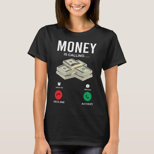 Geld roept Cash Dollar Hustling Grinding In T-shirt (Voorkant)